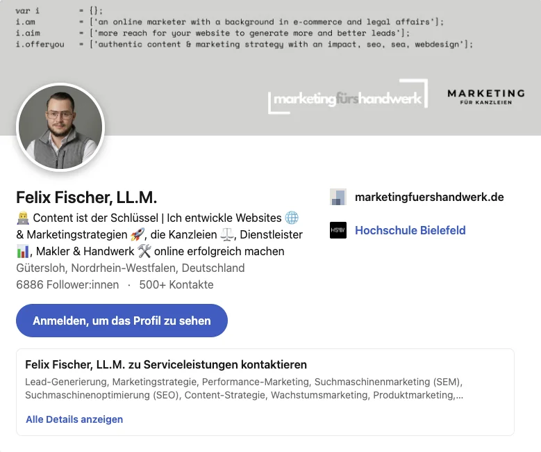 Vorschau des LinkedIn-Profils von Felix Fischer